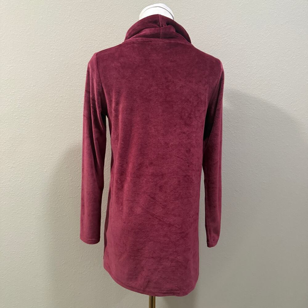 Pure Jill Burgundy Velvet Cowl Neck Tunic Top XS Petite Soft Cozy Pima Cotton - Picture 2 of 7